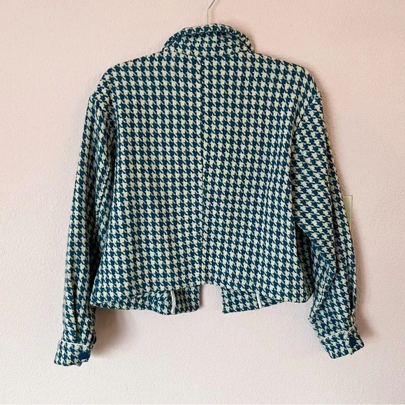 Anthropologie Dolan brought blue houndstooth blazer jacket - Picture 2 of 4